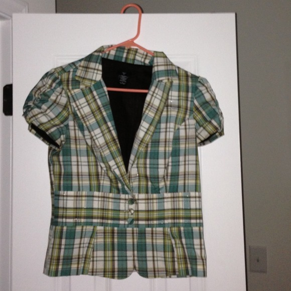 Plaid peplum blazer