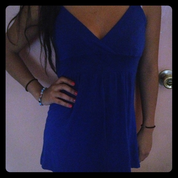 Blue V-neck top