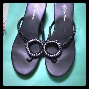 Black flip flops