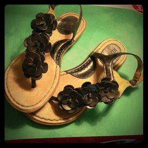Brown and tan flower sandals