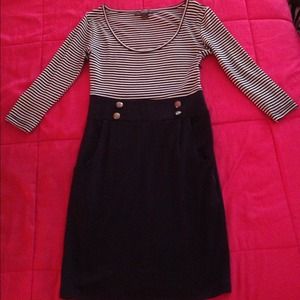 Navy striped sailor pencil skirt dress
