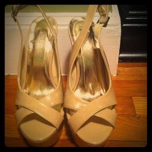 Forever 21 super high nude-colored high heels.