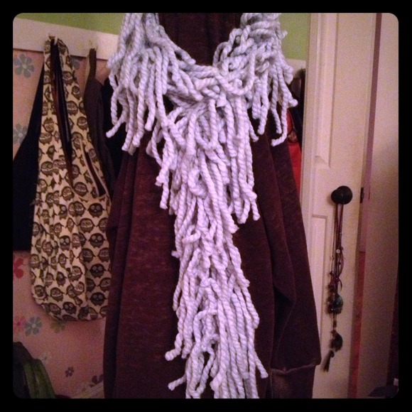 Handmade Blue Fringe Scarf