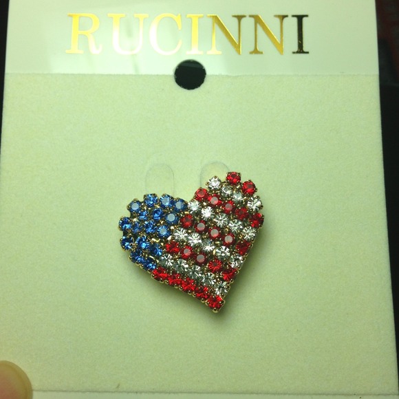 New Rucinni I ❤ US flag brooch/pendant, July 4! - Picture 1 of 3