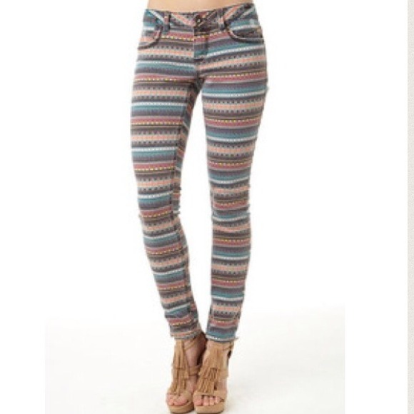 Tribal Print Skinny Jeans