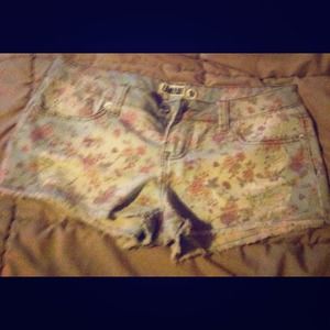 Light denim color and white with flowers all over