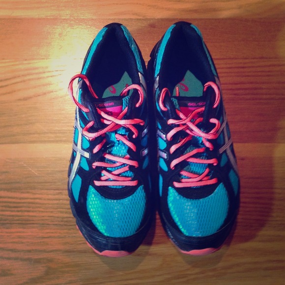 Blue and Pink Running Shoes