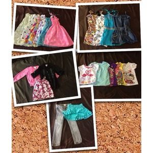 Dresses, rompers, jeans, skort, shirts, sweater