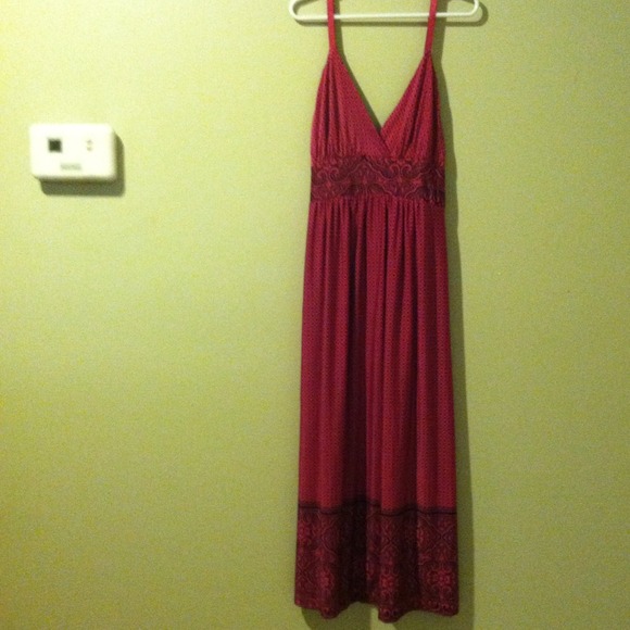 Stretchy pink and black dress.