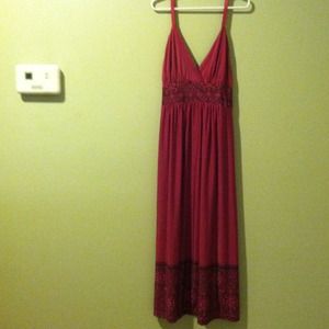 Stretchy pink and black dress.