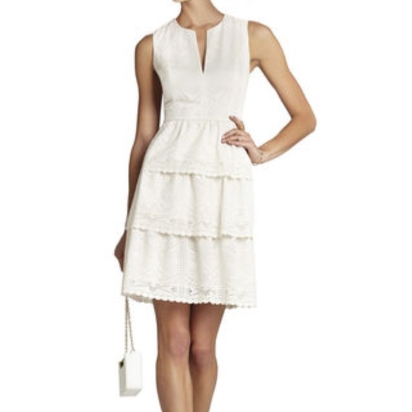 BCBG cream Scarlett tiered eyelet dress