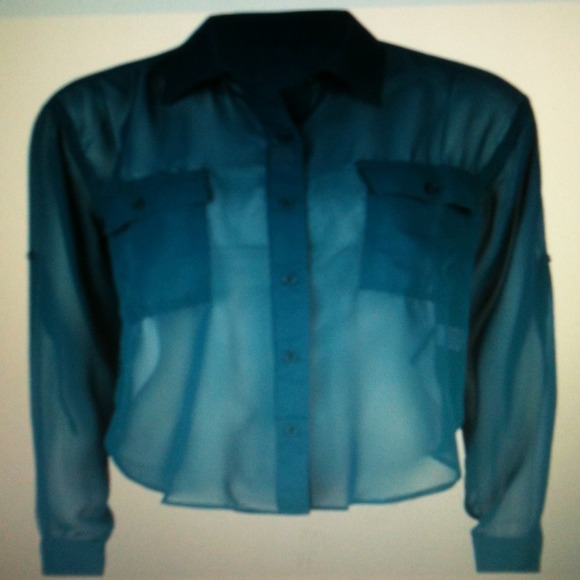 Tilly's Ali Kris 3/4 sleeve chiffon blue L - Picture 1 of 2