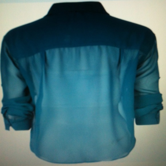 Tilly's Ali Kris 3/4 sleeve chiffon blue L - Picture 2 of 2