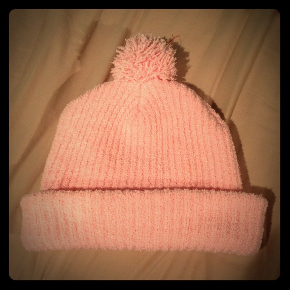 Light pink polyester knit hat
