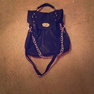 Medium to Large Black and Chained Purse