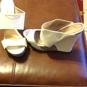 White wedge heels