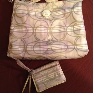 Coach shoulder bag w/ matching mini wristlet