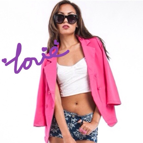 Hot Pink Soft Stretch Double Breasted Ponte Blazer - Picture 1 of 4