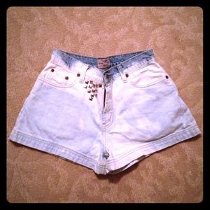 Ombré faded studded shorts