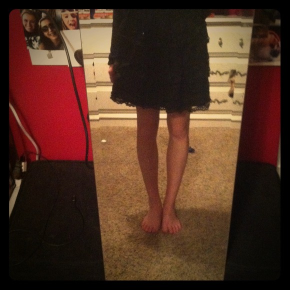 3 tier formal black lace skirt