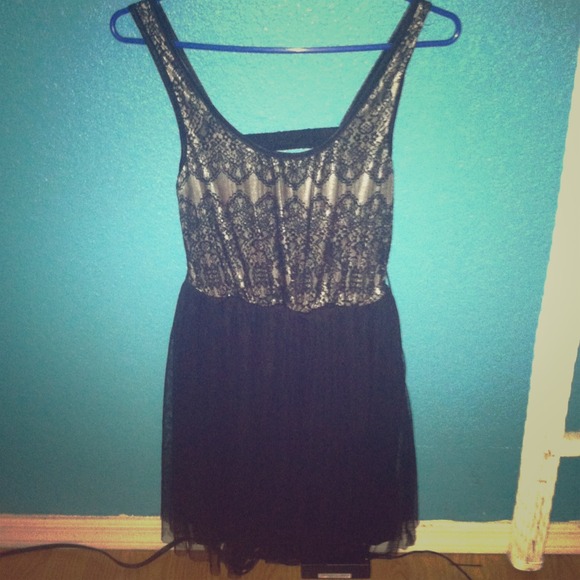 Creme and Black Lace Dress