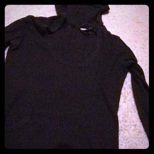 Super cute long sleeve black shirt with hood(: