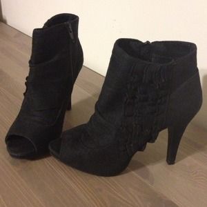 ALDO Black suede open toe booties