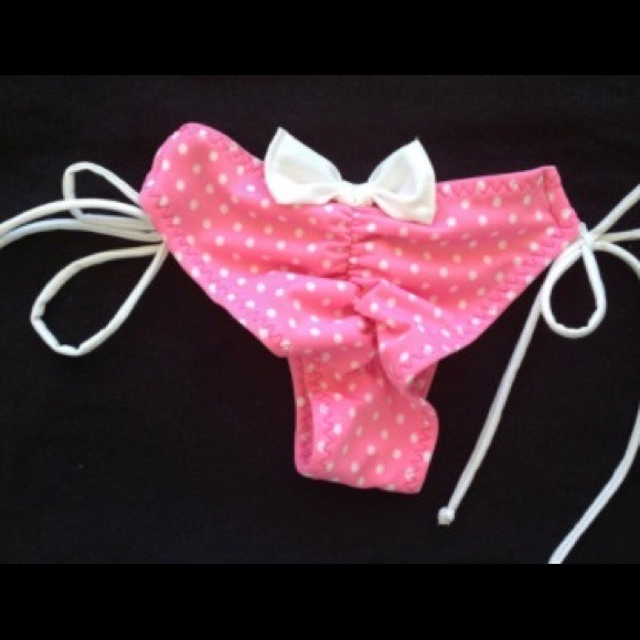 🔻REDUCED🔻 Pink Polka Dot Bow Bikini Bottoms