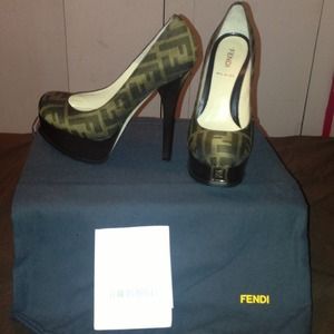 Fendi 'Fendista' Zucca Platform Heels 6.5