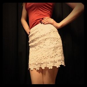 White Lace Mini Skirt