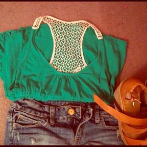 Seafoam Green Racerback Crochet Top