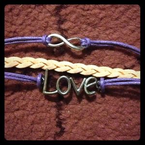 Purple & Coral Love & Infinity Bracelet