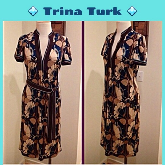 Trina Turk Dresses & Skirts - Trina Turk Belted Silk Patterned Dress