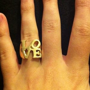 Gold color 'love' ring 😍