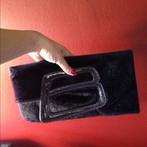 Deep purple faux fur clutch- new!