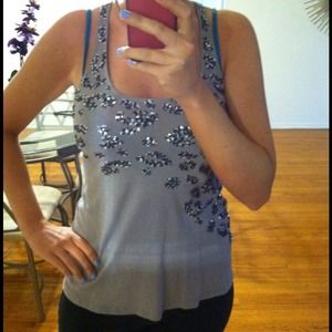 Express leopard sequin racer back tank