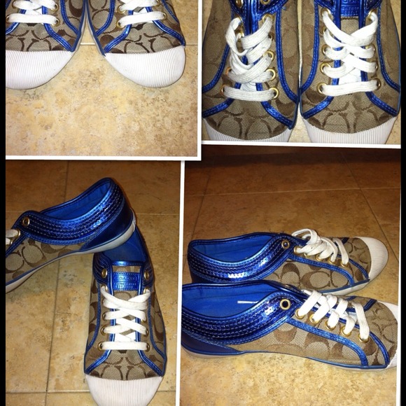 Reduced :) Coach blue sequin sneakers