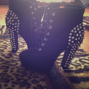 Studded black booties