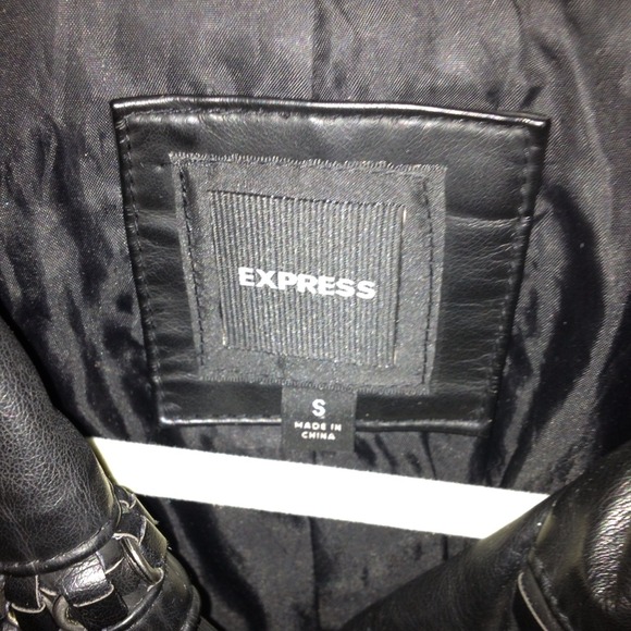 EXPRESS Black Leather Studded Jacket. - Picture 3 of 4