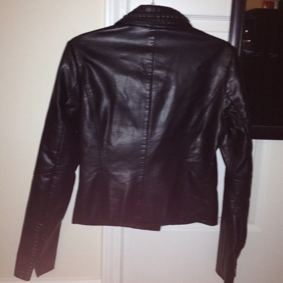 EXPRESS Black Leather Studded Jacket. - Picture 4 of 4