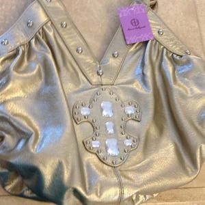 NWT Hot in Hollywood leather gold tote