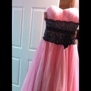 Pink and black pageant dress