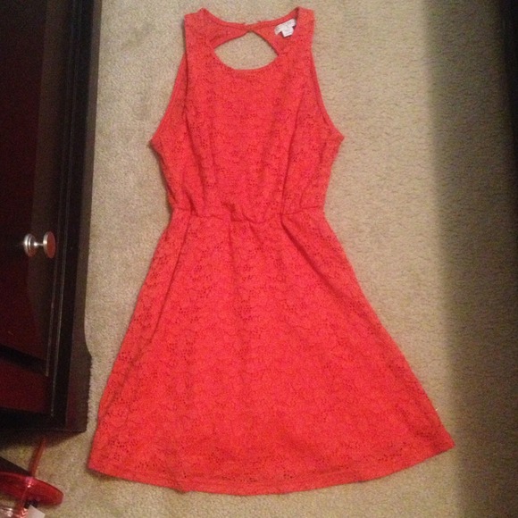 Cotton on Coral lace open back dress