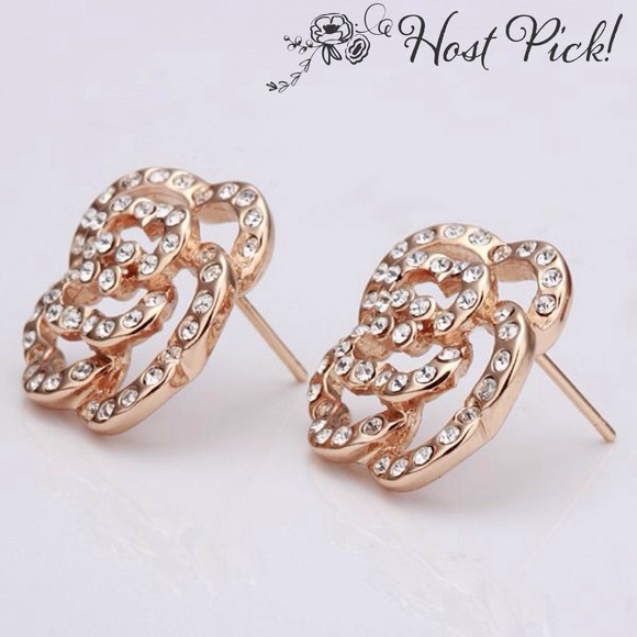🎀18K Rose Gold P& Australian Crystal stud - Picture 3 of 5