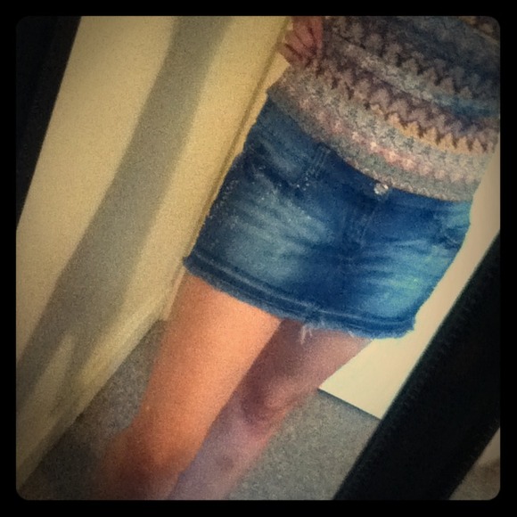Denim Short Skirt with Gem Stones Size 11