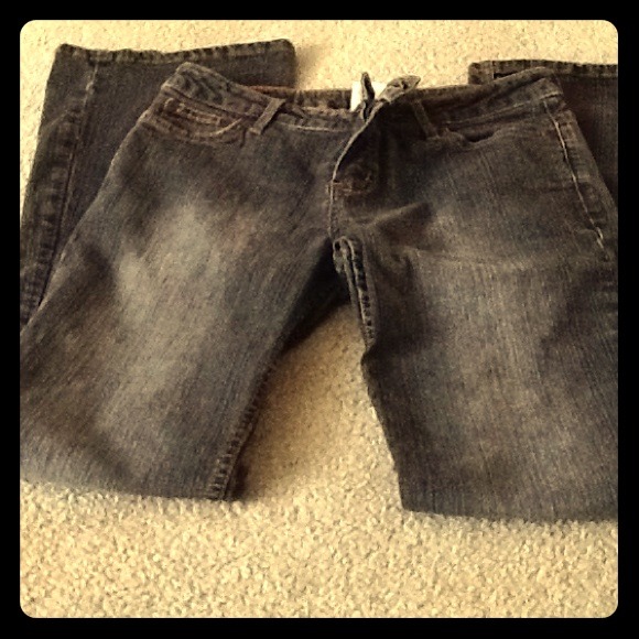 Black faded flare jeans.(:
