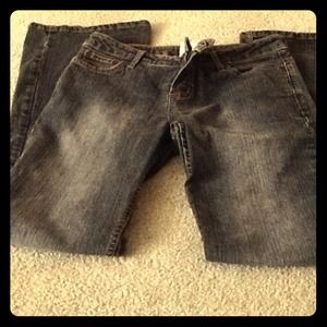 Black faded flare jeans.(: