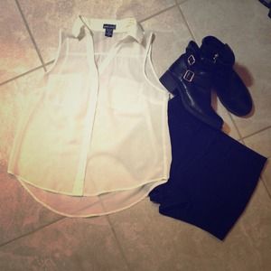 White chiffon top