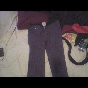 Purple hanstooth skinny jeans.
