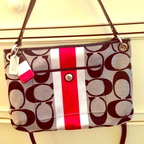 💯COACH HAMPTON WEEKEND SIGNATURE STRIPE HIPPIE
